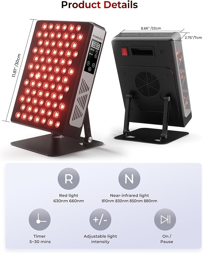2025 Advanced Red Light Therapy for Face and Body 78 Dual Chip LEDs 460nm-880nm Near Infrared Light Therapy Panel,Adjustable Brightness (20-100%),Time(5-30 min) Red Light Therapy for Home Office & Gym