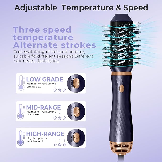 6 in 1 Hair Dryer Brush, Upgrade Detachable Blow Dryer Brush Air Styler Wrap Air Curler, Curly Twist Hot Curling Iron, Negative Ion Blow Dryer Hot Styler, Travel Hair Styling Tool