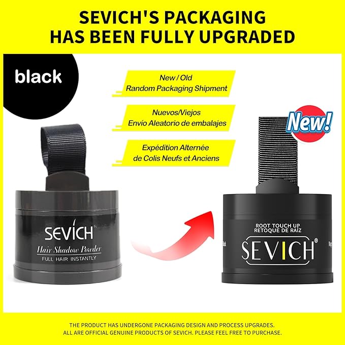 Sevich Hairline Powder,Instantly Conceals Hair Loss, Root Touch up Powder, Hair Shadow Toppers for Women & Men, Touch Up for Thinning Gray Hair, Windproof & Sweatproof,Black