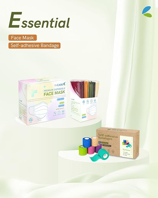 FriCARE Face Masks Disposable for Kids, 4 Ply ASTM Level 3, FSA HSA Eligible, Allergy Protection, Individually Wrapped, 50 Pack, Classic Solid Black