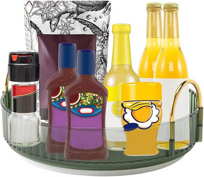 360° Rotating Makeup Organizer, Bathroom Make Up Spinning Holder Rack, Large Capacity Cosmetics Storage Vanity Shelf Countertop, Fits Cosmetics, Perfume, Skincare, Lipsticks(1 Tier, Green)