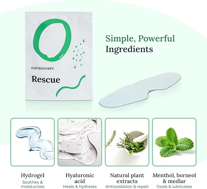 CorneaCare Rescue: Hydrogel Self Cooling Compress | Cold Eye Masks for Puffy Eyes | Self Cooling Eye Compress for Fast Relief | Travel Ready | 6 Count