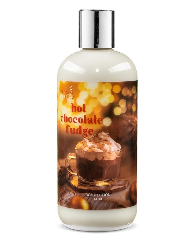 Freida & Joe Hot Chocolate Fudge Body Lotion & Body Mist Bundle – 10oz Moisturizing Lotion + 8oz Fragrance Spray | Sweet Cocoa & Fudge Scented Bath & Body Set