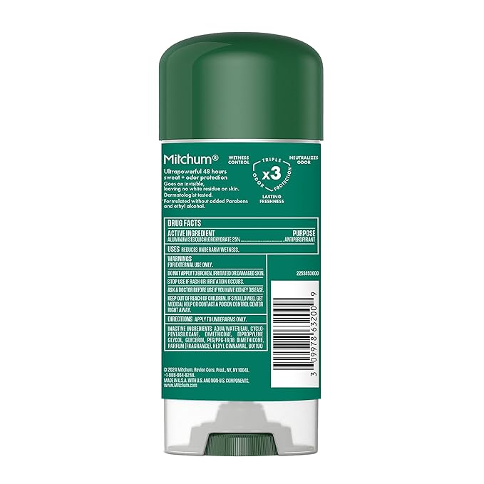 Mitchum Men’s Triple Odor Protection Antiperspirant & Deodorant Gel, Unscented, 48HR Protection, 3.4 oz