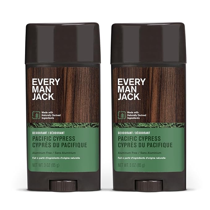 Every Man Jack Pacific Cypress Men’s Deodorant - Stay Fresh with Aluminum Free Deodorant For all Skin Types - Odor Crushing, Long Lasting, with Naturally Derived Ingredients - 3oz (2 Pack)
