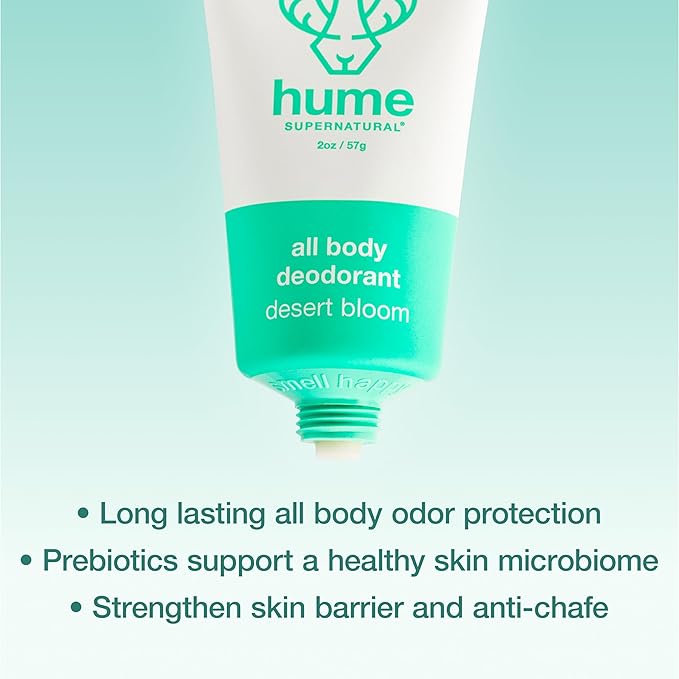 Hume Supernatural Invisible Whole Body Deo Balm - Full Body Protection - Aluminum Free, No Baking Soda - Anti-Chafing Odor Control - Clinically Tested on Sensitive Skin (Desert Bloom, 3-Pack)