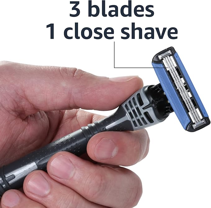 Amazon Basics 3-Blade Disposable Razors for Men, 6 Count, 2 Packs of 3 (Previously Solimo)