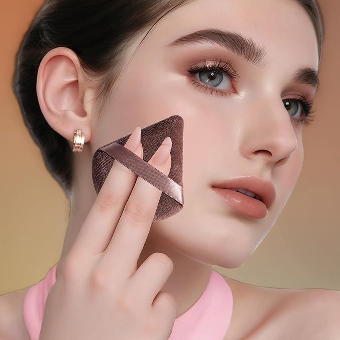 Makeup Sponge Set BS-MALLTriangle Puff 14 Pcs for Liquid, Cream, and Powder, Multi-colored Makeup Sponges and Mini Makeup Sponge (D-Coffee)