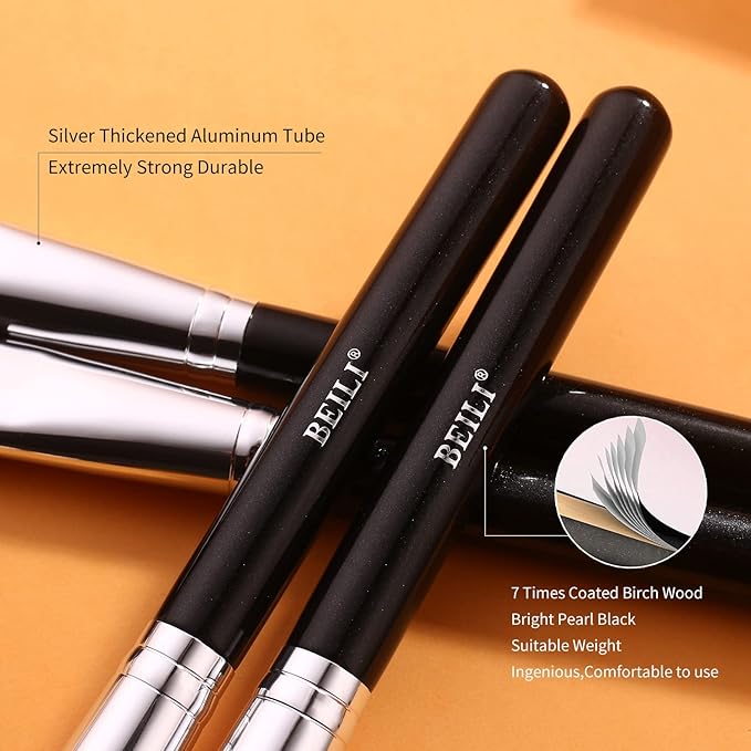 BEILI Makeup Brushes 42pcs Makeup Brush Set Premium Goat Synthetic Hair Kabuki Foundation Blending Brush Face Powder Blush Concealers Eye Shadows Make Up Brushes Kit with Case(Black)