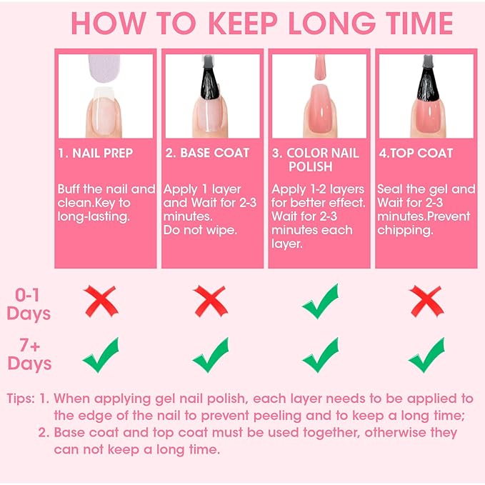 GELLEN Red Pink Nail Polish, Quick Air Dry Natural Traditional Regular Nail Polish Bright Red Hot Pink Set for Acrylic Natural Nails Home Salon, Non UV Gel, Chip Resistant, Hema Free, Non-toxic, 10ml