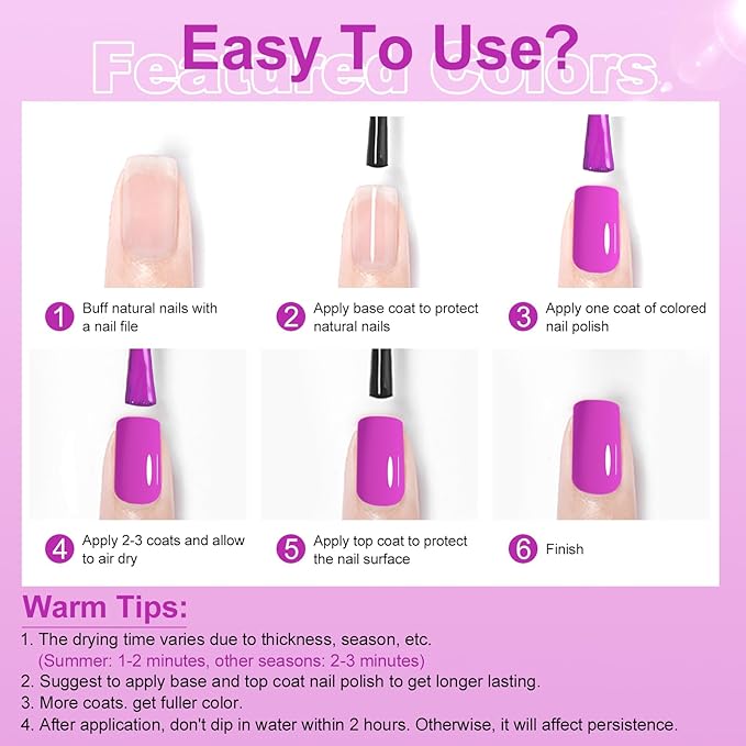 Major Dijit Magenta Purple Quick Dry Regular Nail Polish - Nail Art Lacquer, 0.41 Fl Oz