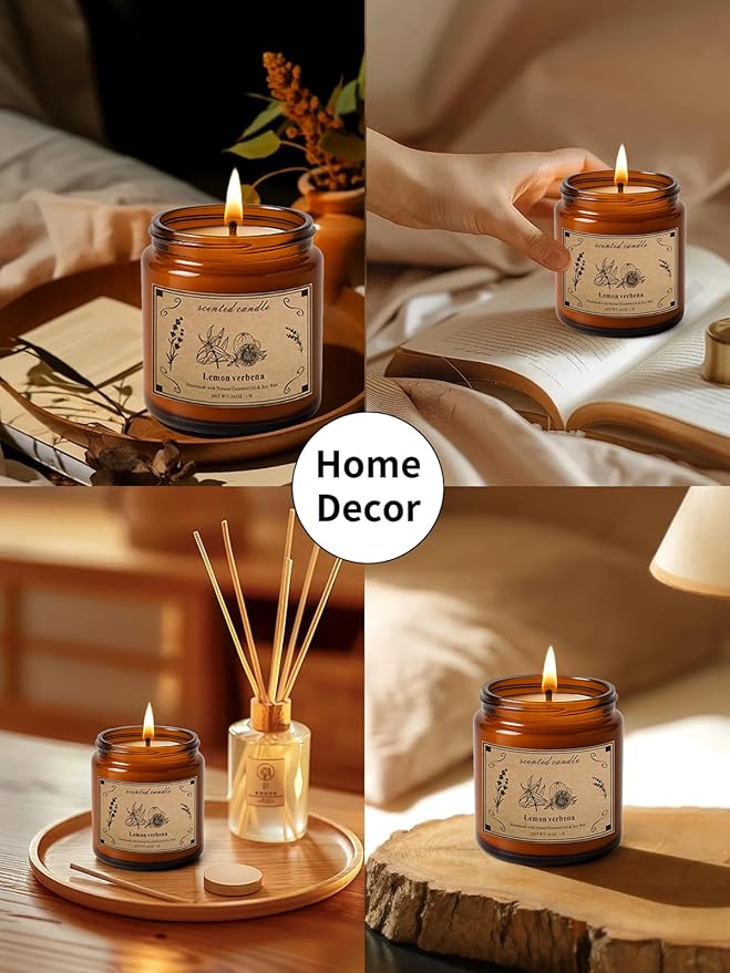 Scented Candles for Home, 16oz Large Jar Scented Candle – Lemon Verbena Soy Wax Candle with 100 Hour Burn Time, Long Lasting Aromatherapy Candle for Home Fragrance, Relaxation & Gift for Women/Men