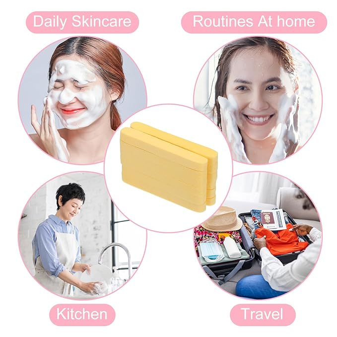 uxcell 120 Count Compressed Facial Sponges Round Face Cleansing Sponges Pads for Daily Skincare Routines at Home, Kitchen(Yellow)