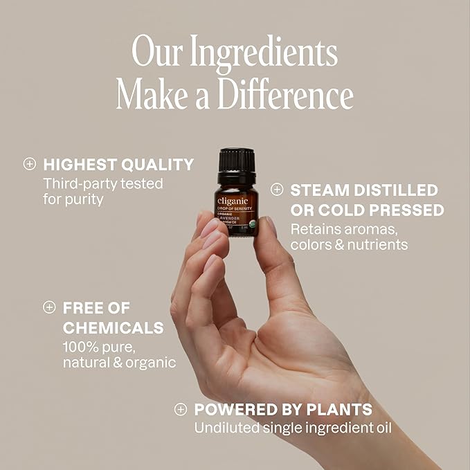 Cliganic Organic Essential Oils Set (Top 5 - The Classics) - 100% Pure Natural - Aromatherapy, Candle Making - Peppermint, Lavender, Eucalyptus, Lemongrass & Orange