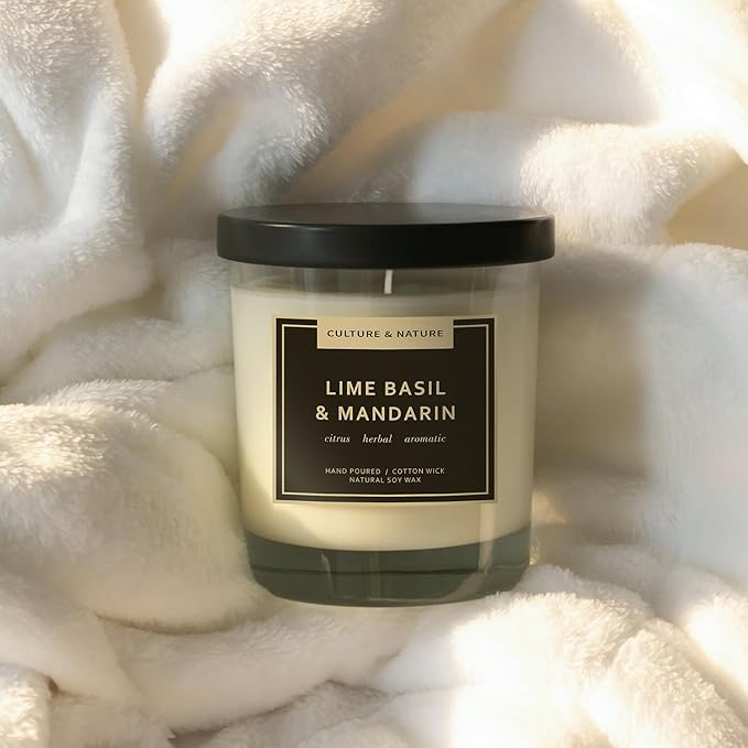 CULTURE & NATURE Natural Soy Wax Candle 7oz (Lime Basil & Mandarin)