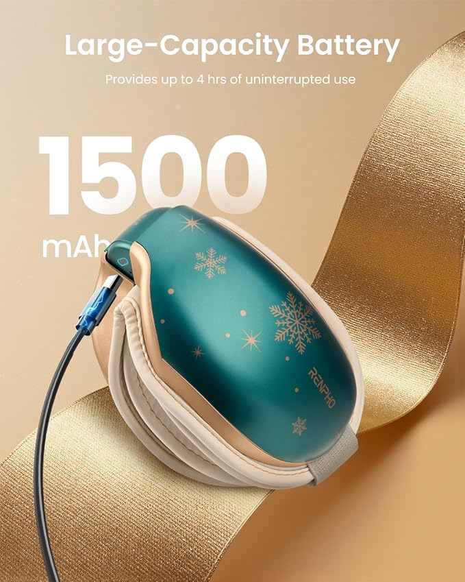 RENPHO White Elephant Christmas Birthday Gifts for Mom Dad Women Men Her Him, Eyeris 1 Eye Massager with Heat, Eye Mask for Migraine, Smart Sleep Mask for Dry Eyes Relax, Reduce Strain Xmas Green