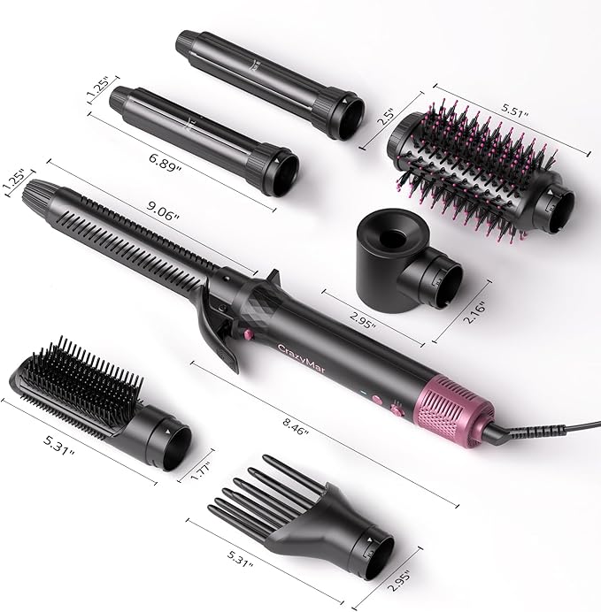 7-in-1 Air Wrap Hair Styler, Fast Drying Blow Dryer & Curling StylingTool, Hot Air Styler No Heat Damage, Hot Air Styler Wrap for Curling Volumizing Straightening Styling (Blush Pink)