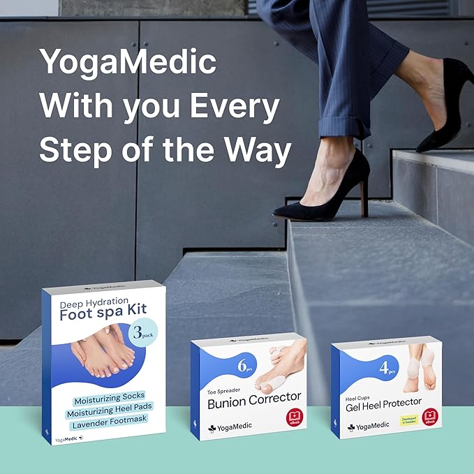 YogaMedic 3 Foot Masks for Dry Cracked Feet & 2 Cork Balls for Massage - Set of Exfoliating & Hydrating Feet Mask & Lightweight Trigger Point Yoga Balls, Foot Peeling Mask & Exercise Ball, Women & Men