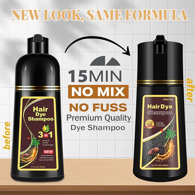 Wine Red Hair Dye Shampoo 3-in-1, Instant Shampoo Hair Dye for Women, Natural Red Shampoo for Painting Hair, Burgundy Shampoo Dye Hair Color Lasts up to 4 Weeks, Champu Para Pintar el Pelo, 16.9 Fl Oz