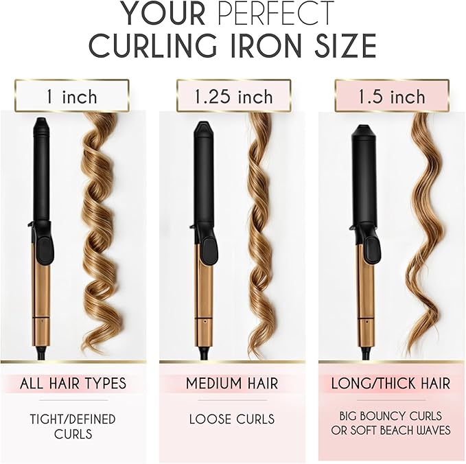 ELLA BELLA® Curling Iron 1 Inch • Professional Hair Curler • Curling Wand • Ceramic Curling Irons • Transform Your Look in Seconds • Suitable for All Hair Types • Say Goodbye to Heat Damage