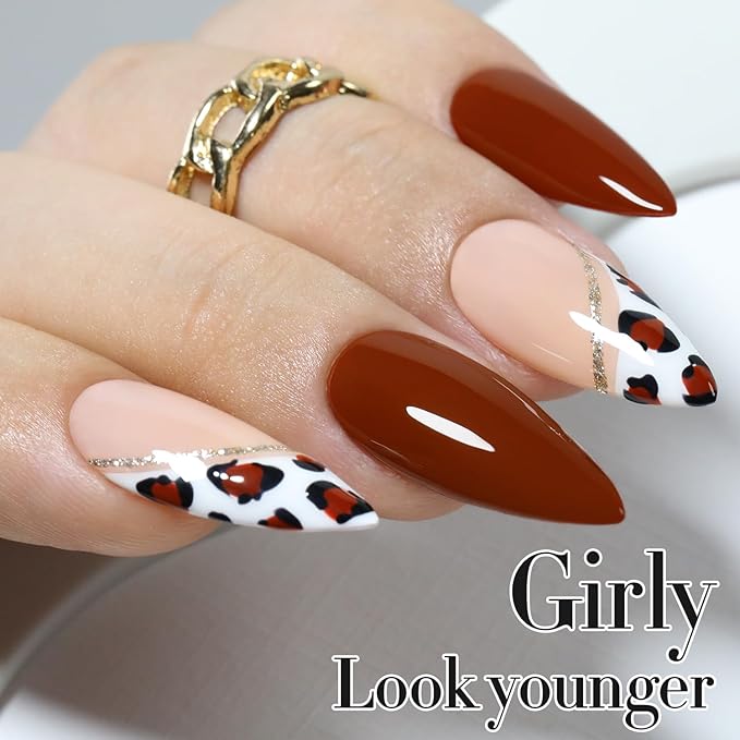 Double Rhythm Burgundy Gel Polish 15ML Pure Sheer Same Color Same Bottle Soak Off Gel Polish Art Manicure Salon DIY at Home for Women (Tan Red-A1455)