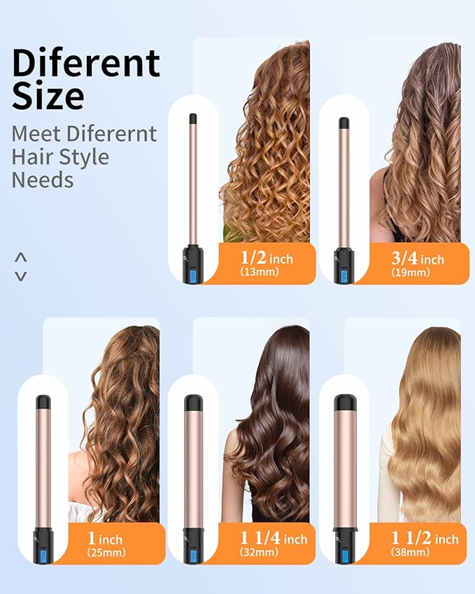 1 1/2 Inch Large Curling Wand for Long Hair, Dual Voltage Hair Curling Iron Wand Ceramic Extra Long Barrel,10 Adjustable Temp