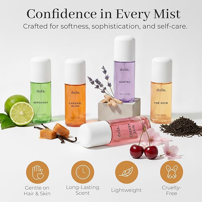 DUSA Caramel Glow Hair Perfume & Body Mist for Women – Long Lasting Body and Hair Mist, Vacation Spray & Perfume para el Cabello de Mujer with Nourishing Oil, 100 ml