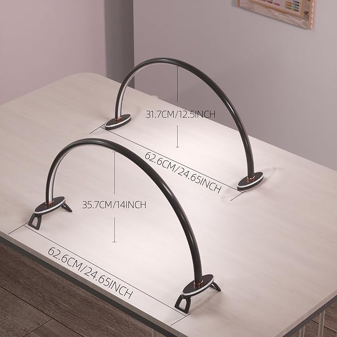 Half Moon Light for Nail Desk, Black Nail Tech Desk Lamp with Stepless Dimming, 3 Color Temperature, for Manicure, Tattoos, Eyebrows, Beauty