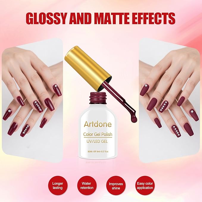 Artdone Sheer Gel Nail Polish Set Jelly UV Gel 6 Colors Translucent Milky White Pink Nude Brown Colors Nail Polish For All Seasons