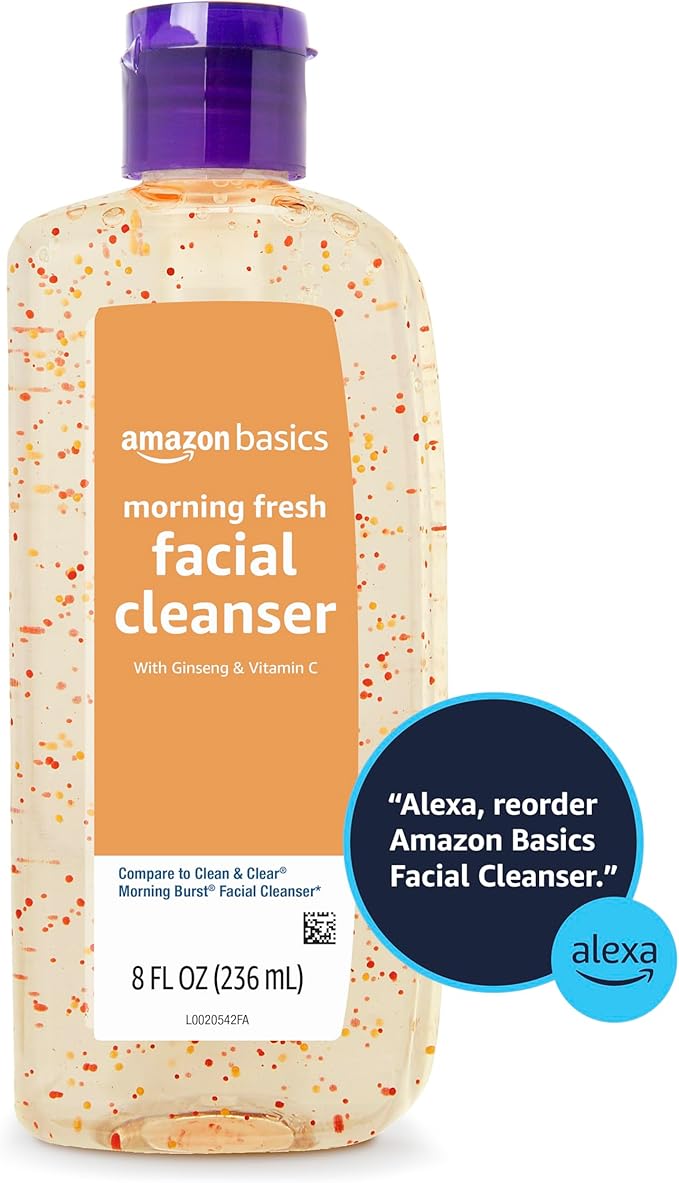 Amazon Basics Morning Fresh Facial Cleanser with Ginseng and Vitamin C, 8 fl oz (Pack of 3)