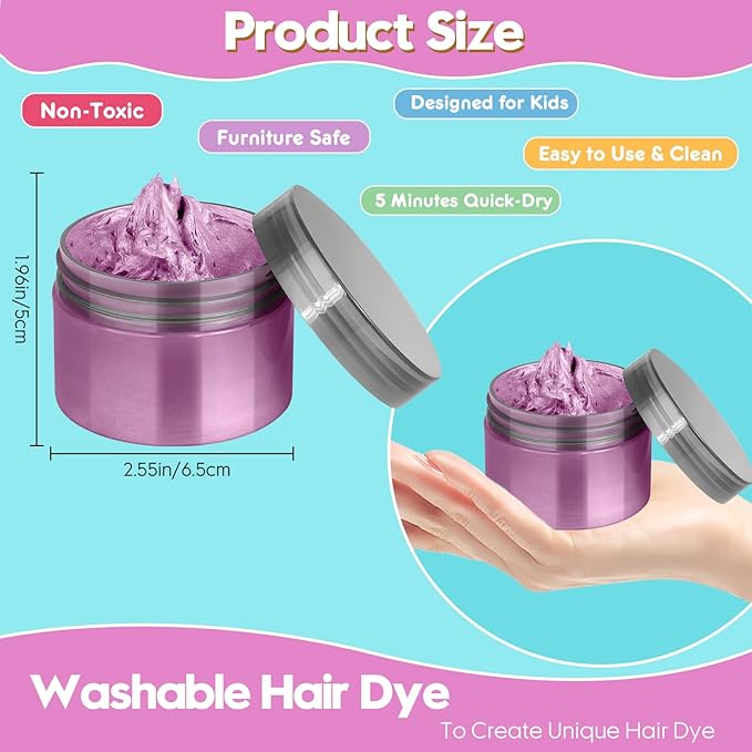 Pink Hair Color Wax - Temporary & Washable Hair Styling Mud Gel for Men, Women, Kids,For Halloween, Cosplay, Party, Crazy Hair Day & Children's Day