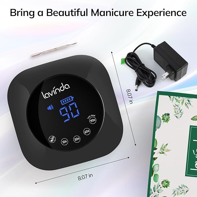 UV Light for Nails, Lavinda UV Nail Lamp 54W Rechargeable Nail Dryer Gel Polish Light with Large Touch Display, Professional Fast Curing Lamp with 4 Timer Setting Auto Sensor for Salon & Home