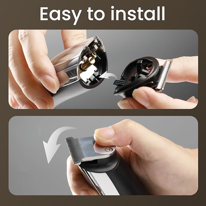 SHPAVVER Beard Trimmer for Men: Professional Barber Hair Clippers - 12-in-1 Cordless Grooming Kit - Waterproof Electric Razor with Turbo Speed & Precision Blades, Silver