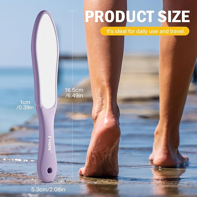 FVION Double-Sided Nano Glass Foot File for Callus Remover - Highly Effective Hard and Dead Skin Remover for Cracked Heels and Dry Skin (Purple)