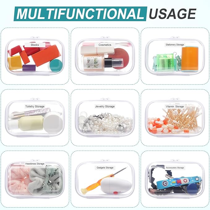 Sanwuta 10 Pcs Hard Zipper Case Clear Hard Pouches Plastic Zipper Pencil Box Toy Storage Bins Portable Plastic Container for Travel Toiletry Office Cosmetic Block Puzzle Organizer(Xs,Clear)