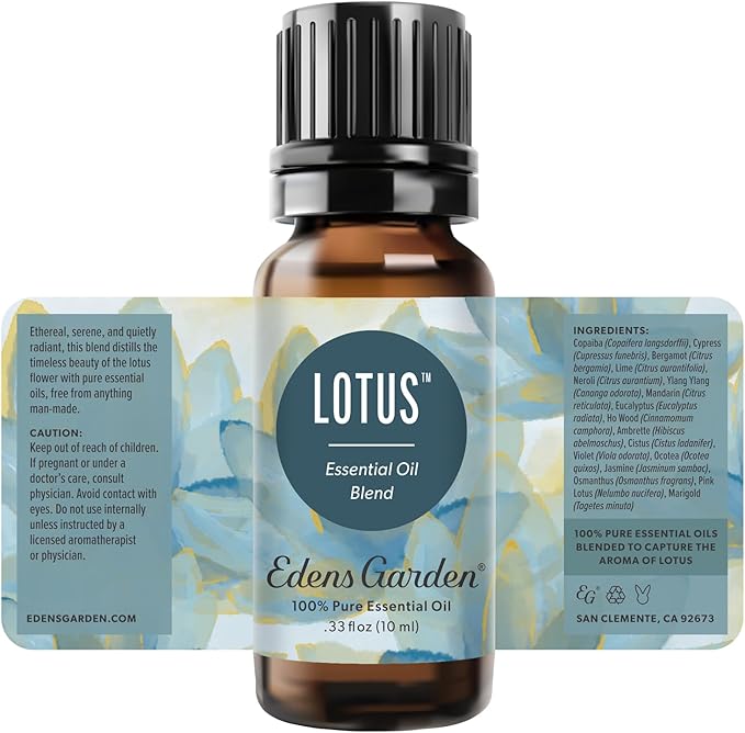 Edens Garden Lotus Essential Oil Blend – 100% Pure Premium Grade, No Artificial Fragrances, Undiluted & Natural, For Skin, Massage, Candle Making, Meditation & Diffuser, Floral Aroma 10 ml (.33 fl oz)