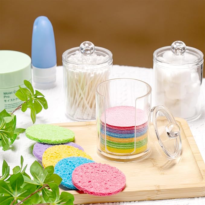 Geiserailie 50 Pcs Compressed Facial Sponges Facial Makeup Natural Cosmetic Spa Sponges for Women Cleansing, Exfoliating Mask, Makeup Removal, Dead Skin, and Dirt, Travel Accessories(Multi-Color)