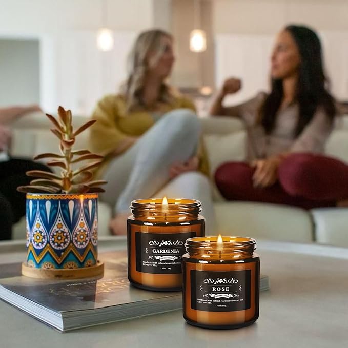 Scented Candle Set 12 Pack, Candle for Home Scented, Odor Eliminating, Stress Relief, Long Lasting Soy Wax Gift Set