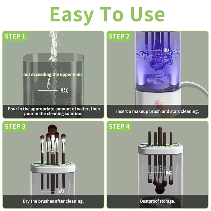 Electric Makeup Brush Cleaner,Portable Automatic Cosmetic Brushes Cleaner Machine,USB Rechargeable,Efficient Cleaning,Fits All Brush Sizes,For Home Deep Clean & Travel Quick Wash
