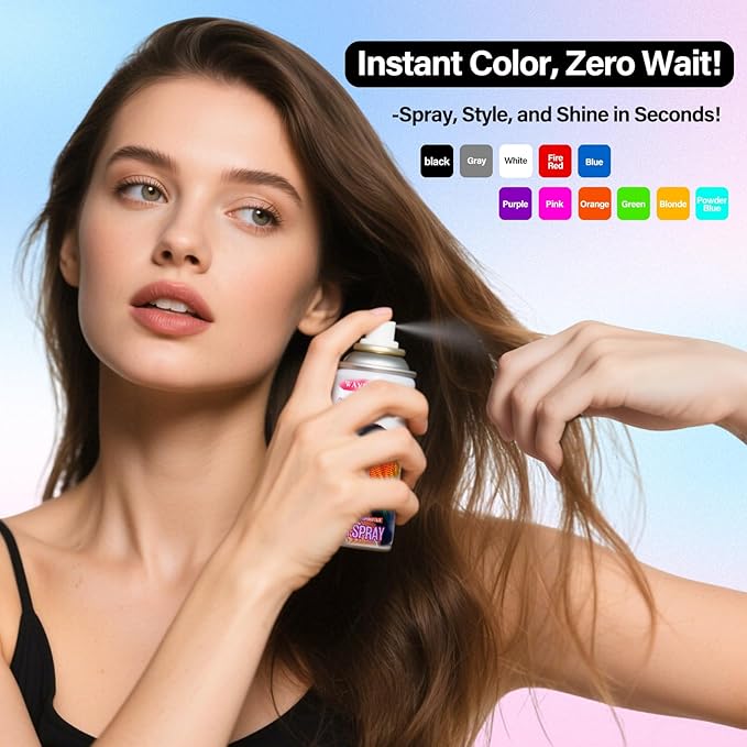 Temporary Hair Color Spray For Kids Women Men, Temporary Hair Dye Washable Hair Color Wax Non-Sticky For Cosplay Party DIY, Christmas Party, Halloween Crazy Hair Day (White, 4.06 oz)