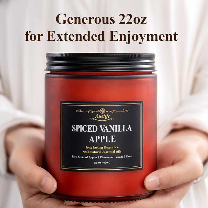 Auelife Winter Candles, Fir & Cedarwood Scented Candle โ 22oz Large 3-Wick Soy Candles, Long Lasting Aromatherapy, Woodsy Christmas Candle, Holiday Gift for Women & Men