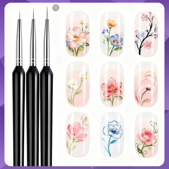 Artdone Nail Dotting Tools Art Brushes Kit With Nail Stand Gel Polish Liner Brushes Design Pen For Nail Drawing And Nail Paint Brushes Small Detail Brushes