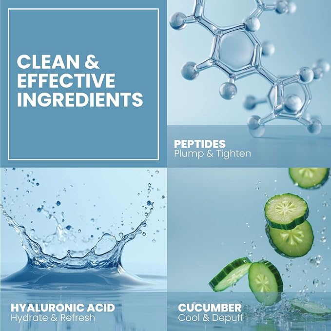 Eva Naturals Eye Gel for Dark Circles, Bags & Puffiness – Anti-Aging Serum with Peptides, Hyaluronic Acid & Botanicals – Firming Under Eye Treatment for Wrinkles, Fine Lines & Tired Skin – 2 oz 2 Pack