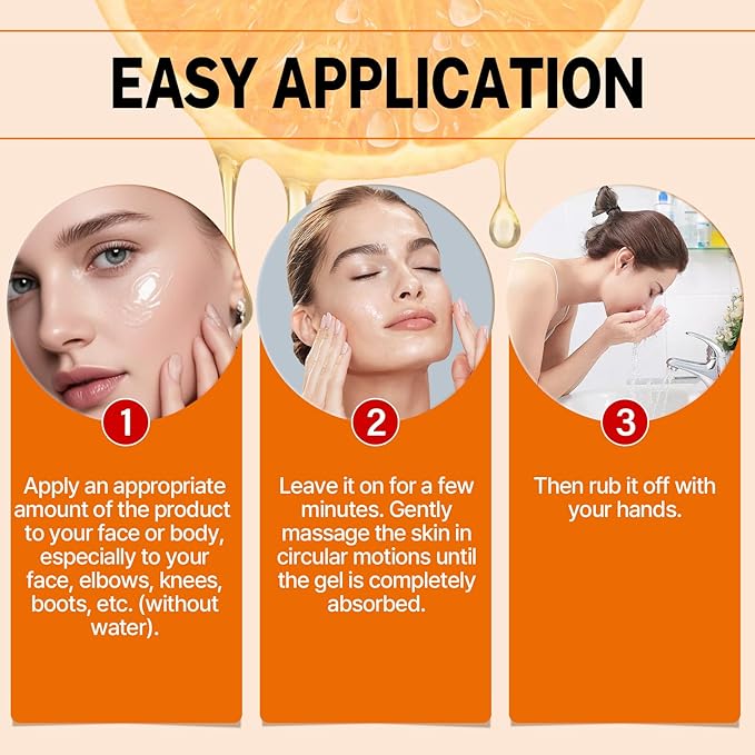 2Pcs Orange Exfoliating Gel For Face & Body,2026 Exfoliating Cleansing Gel Scrub,Pore Orange Peeling Scrub,Deep Clean Pores,Remove Blackheads & Moisturize Skin,All Types Skin
