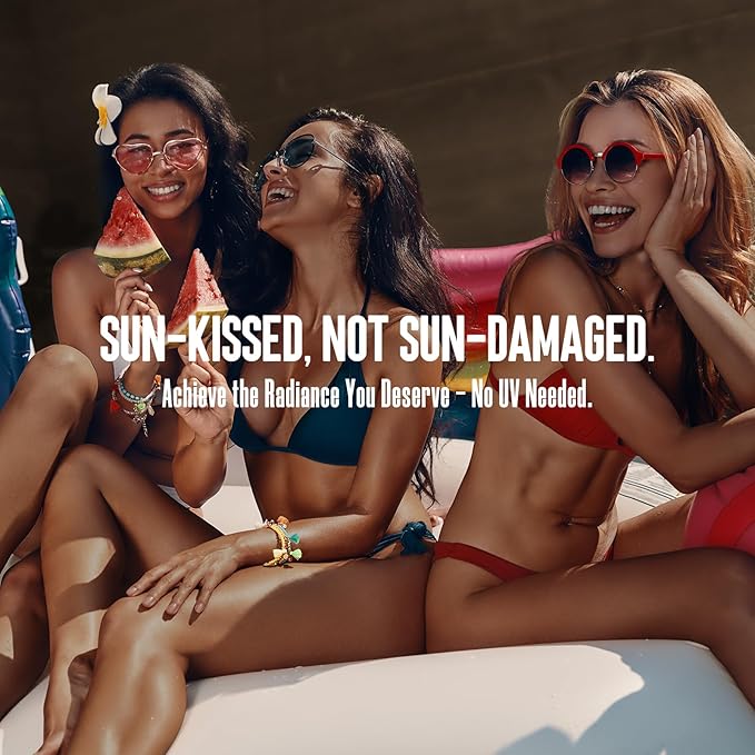 Self Tanner Mousse Kit - 250mL XL & Mitt & Strap | 1-Hour Express Dark Bronze + Plant 30% DHA for Long-Lasting Tan | No Orange Tones, Streak-Free & Odorless | Natural Sunless Glow