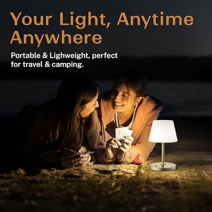 Cordless Lamp, 5000mAh Battery Operated Rechargeable Table Lamp with Power Bank, Touch Dimmable 3 Color Temperatures, IP44 Waterproof Shower Lamp for Kitchen, Bathroom, Indoor Or Outdoor Use 9.6in