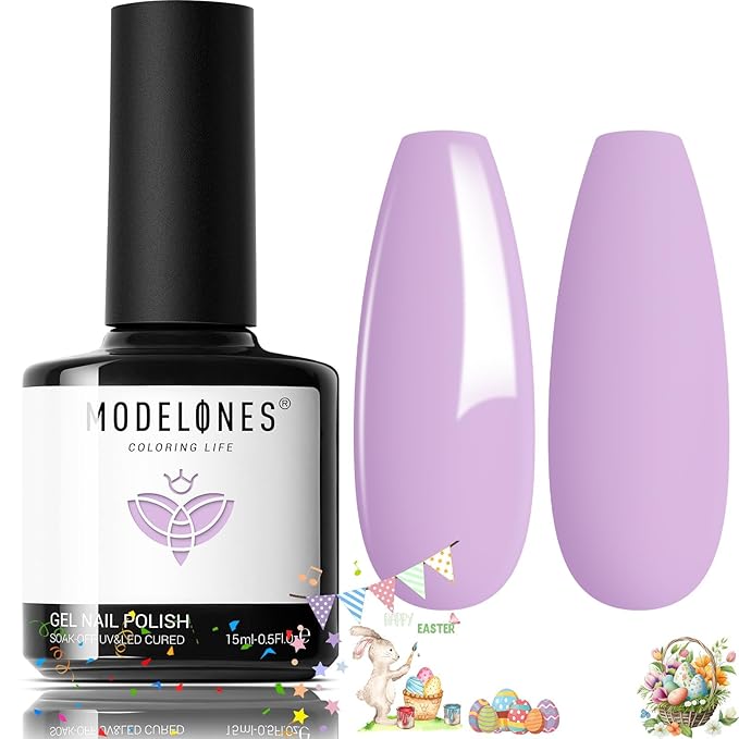 modelones Pastel Gel Nail Polish, 15 ML Purple Gel Polish Lavender Periwinkle Nail Polish Soak Off U v LED Pale Macaron Colors Summer Nail Art DIY Manicure at Home Gift for Women