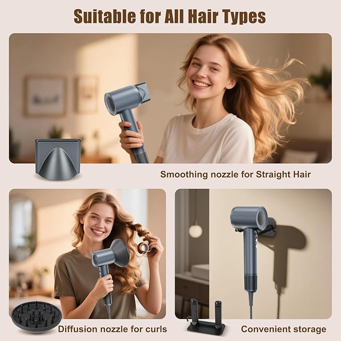 Hair Dryer, 1600W High Speed Ionic Blow Dryer with 300 Million Negative Ions, 140000 RPM Brushless Motor for Fast Drying, 59dB Low Noise & 65M/S Hair Dryers for Home Travel,Blue