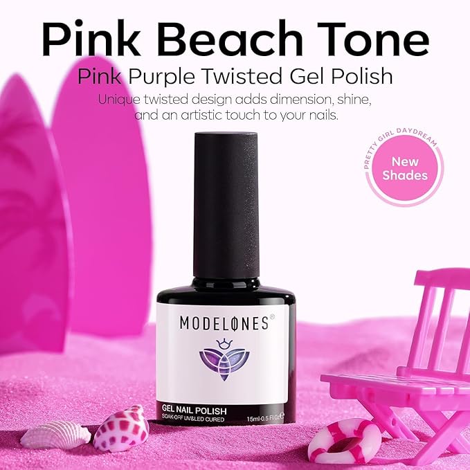 modelones Pearl Chorme Gel Nail Polish, 15 ML Shimmer Pastel Periwinkle Purple Mermaid Nail Drawing Glitter Iridescent Gel Polish Soak Off Led Nail Gel Polish Swirl Shell Thread Effect DIY Mani Gift