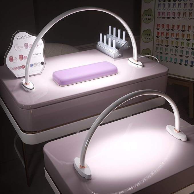Half Moon Light for Nail Desk.3Light Colors.Adjustable Brightness . Lamp for Nails Table for For Painting.Embroidery.Reading etc.Moon Light Nail Tech ShadowFree Lighting (Large & Medium Combo Set )